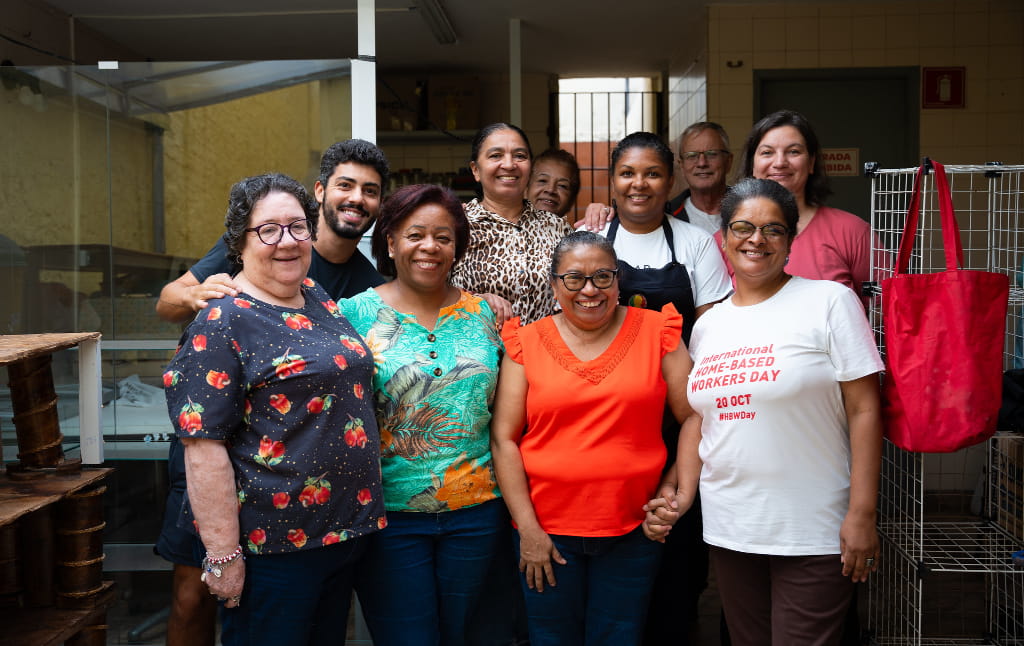 Women workers from ATEMDO (Organization of Workers in the Solidarity Economy from Osasco, São Paulo, Brazil)
